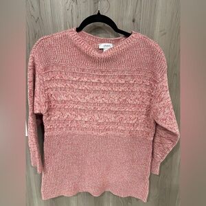CJ Banks Pink Cable-Knit Crewneck Sweater